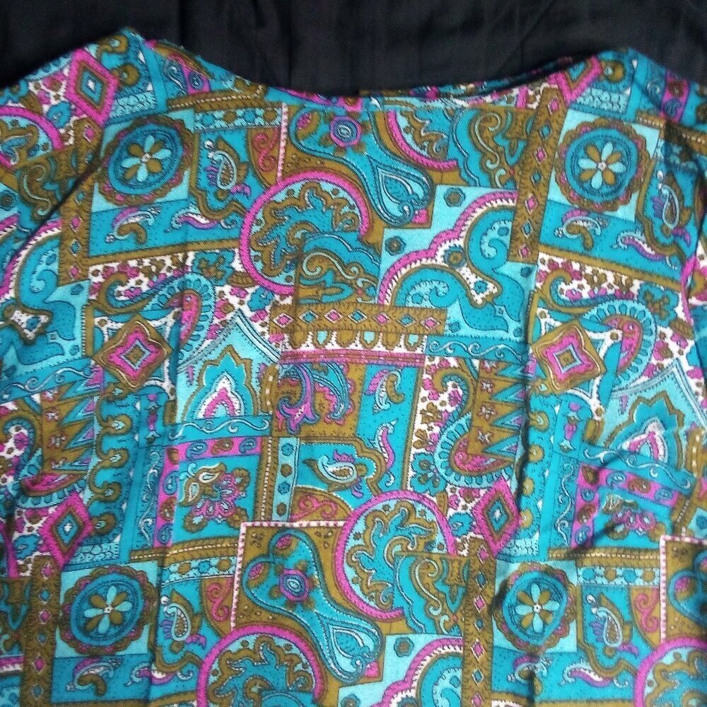 Vintage 60s Fritzi Paisley Geometric Psychedelic Blouse Top Hippie